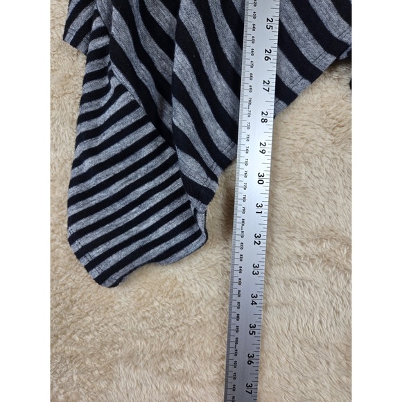 Bobeau Black Gray Stripe Asymmetrical Waterfall Cardigan Sweater Women's L‎ - Picture 9 of 11